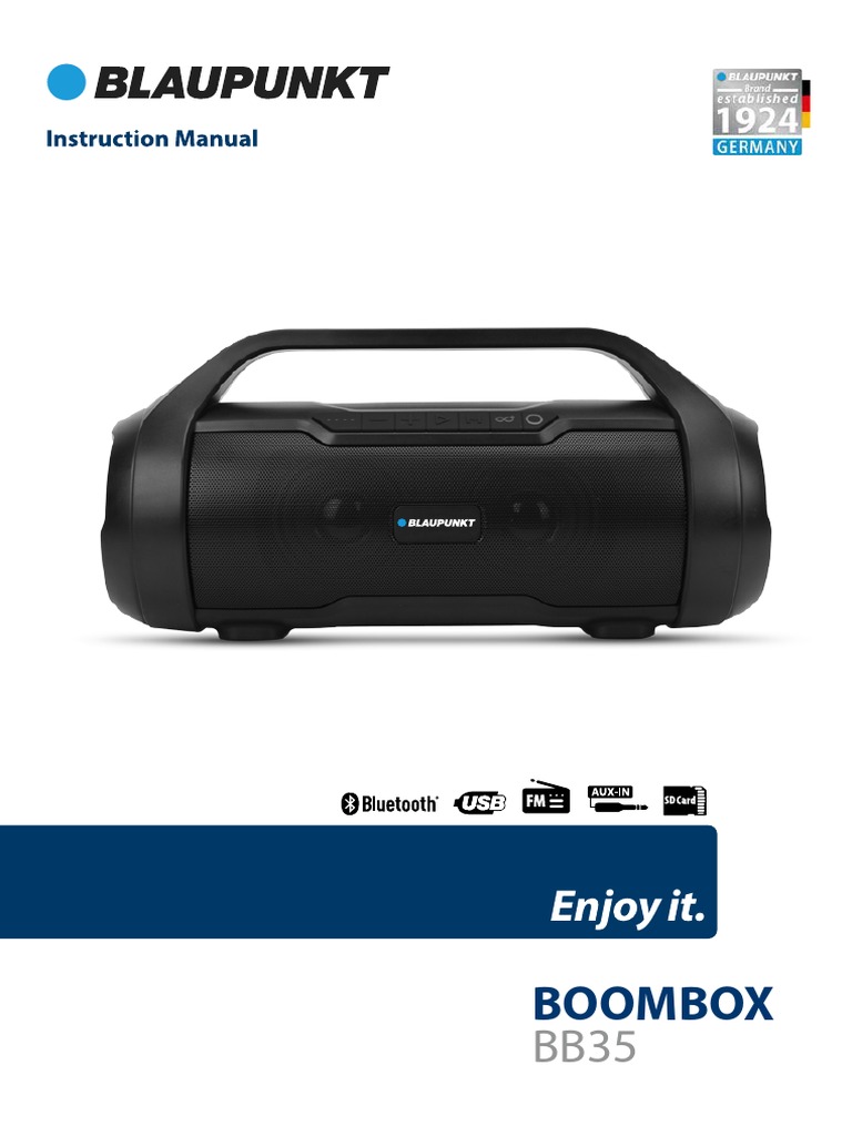Blaupunkt Bluetooth Speaker Boombox BB35 Manual PDF Bluetooth