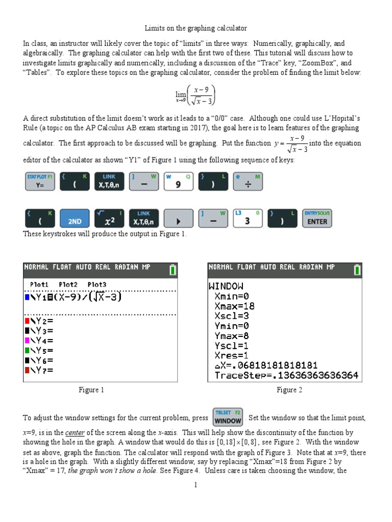 Chapter 1 Limits On The Graphing Calculator PDF Function
