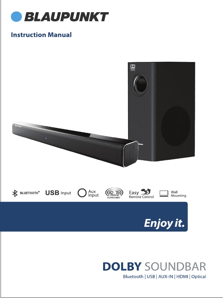 Blaupunkt Soundbar SBW03 Manual PDF