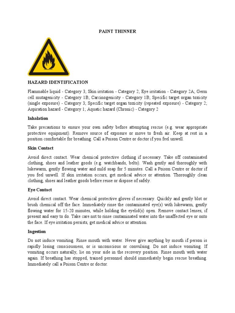 Understanding the Hazards of Paint Thinner PDF Personal Protective