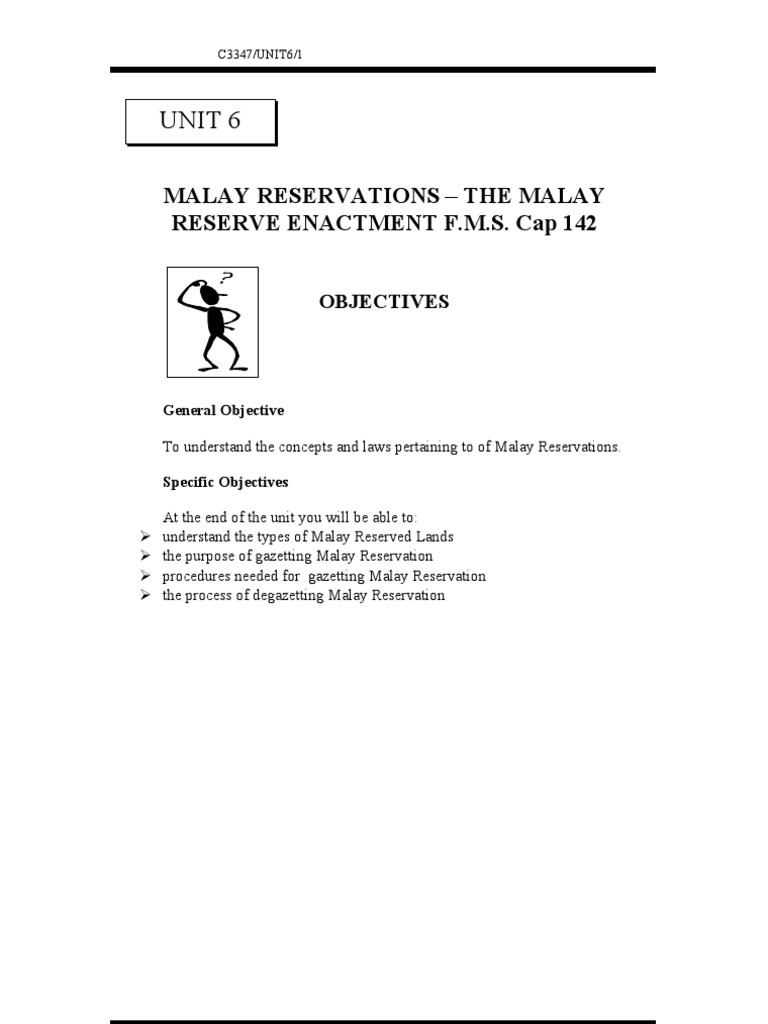 Malay reserve in Does Malaysia