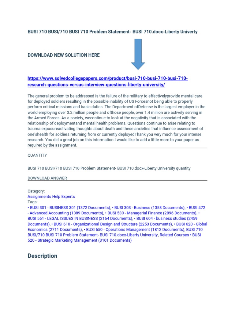 BUSI 710 Problem Statement - BUSI 710 | PDF | Thought | Theory