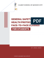 General Safety and Health Protocol During Face-to-Face Setup - For Students
