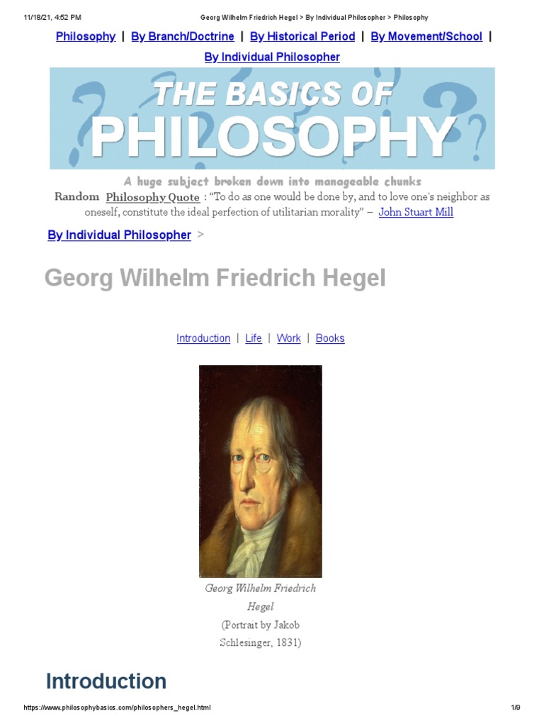 Georg Wilhelm Friedrich Hegel By Individual Philosopher Philosophy