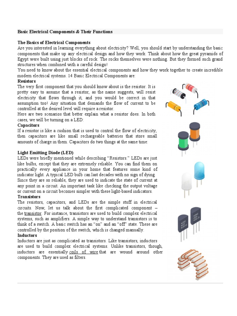 14 Basic Electrical Components PDF Induction