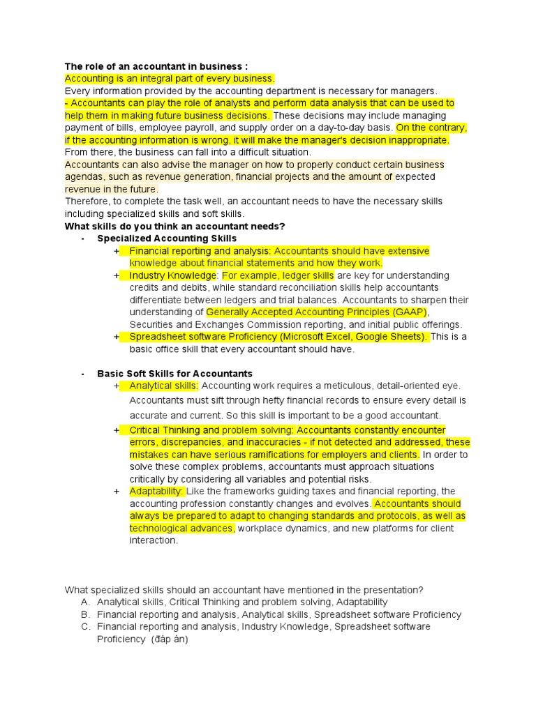The Essential Specialized Skills of an Accountant Financial Reporting
