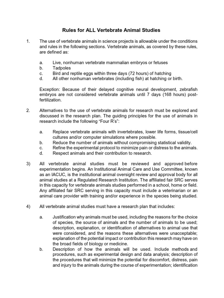Guidelines for Vertebrate Animal Research | PDF | Animal Testing ...