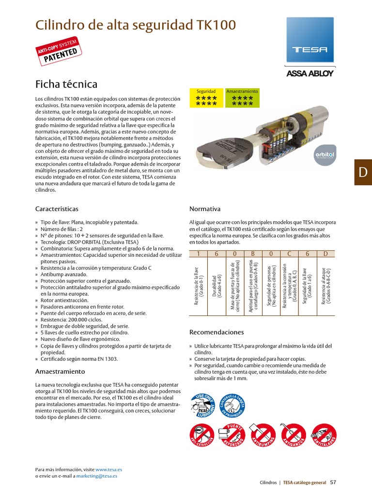 TESA CYMEDTK100 Ficha Técnica 1 | PDF