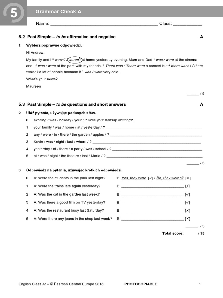 EC A1P Grammar Check 5A PDF