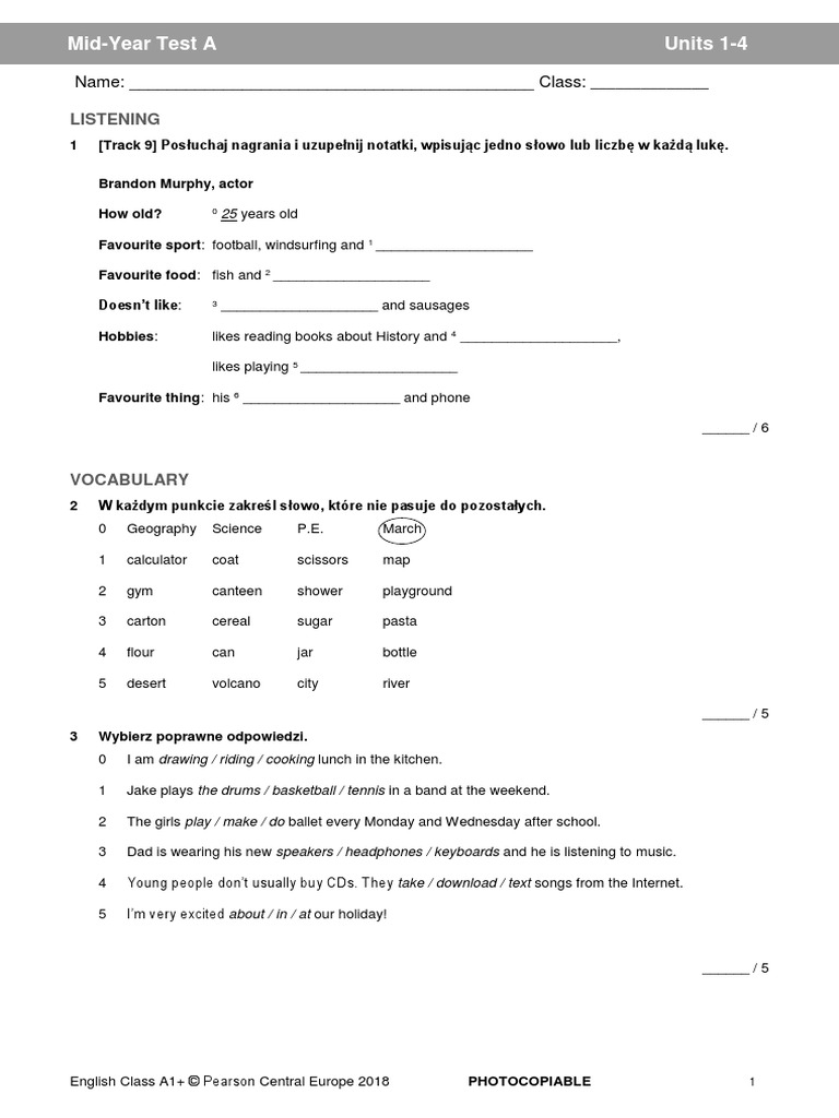EC - A1P - Mid-Year Test A | PDF