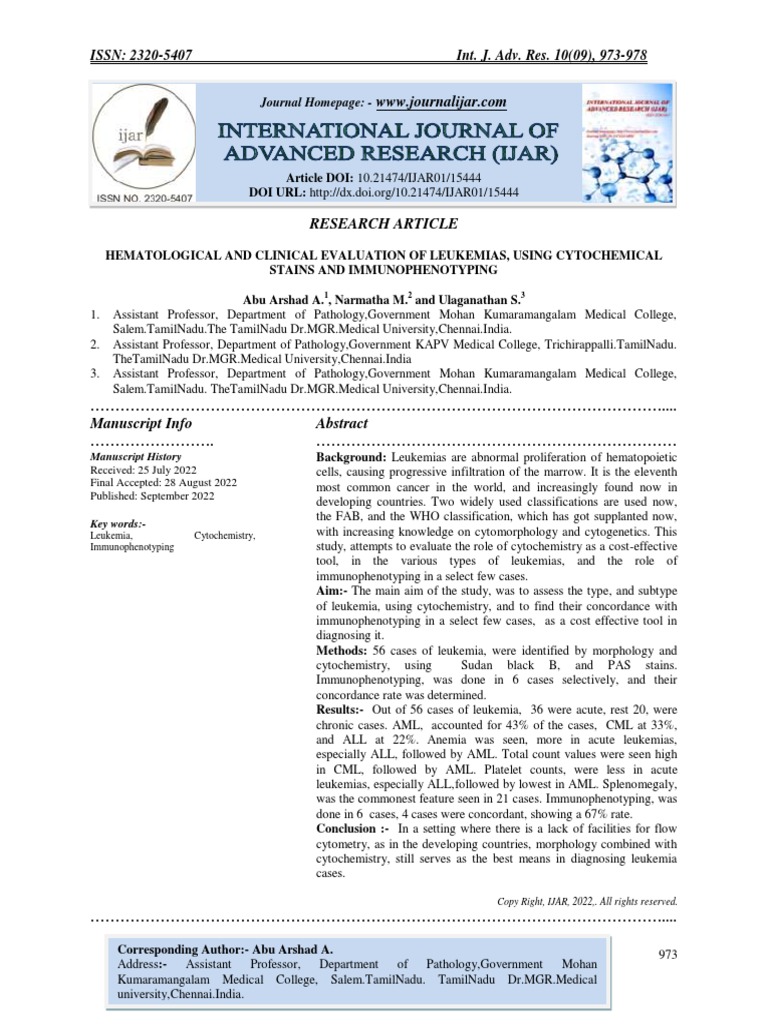 Leukemia Immunophenotyping: Clinical Applications