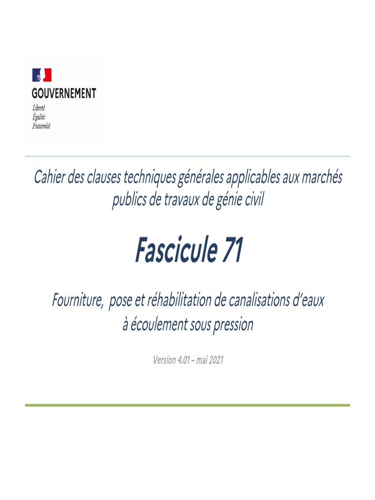 Fascicule 71: Cahier Des Clauses Techniques Générales Applicables Aux ...