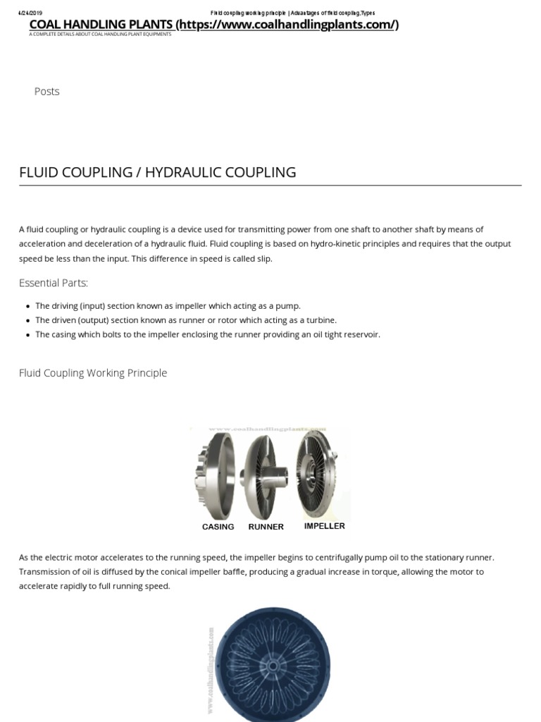 Fluid Coupling Working Principle Advantages of Fluid Coupling, Types