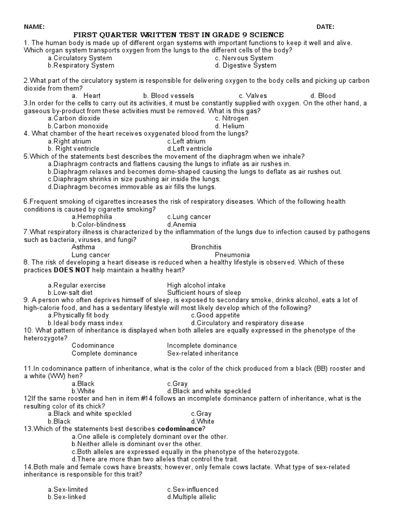 grade 9 science 1st quarter pdf free download
