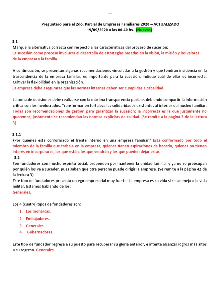 Preguntas Clave para Sucesión en Empresas Familiares | PDF | Business ...
