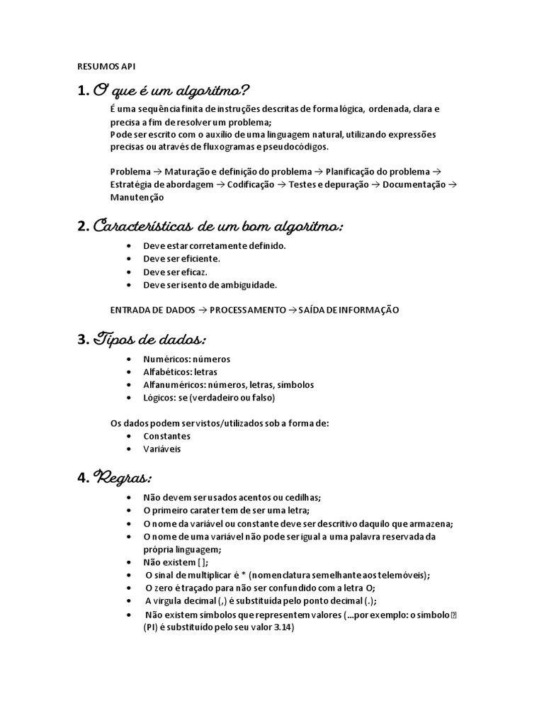 Resumos api pdf algoritmos dados