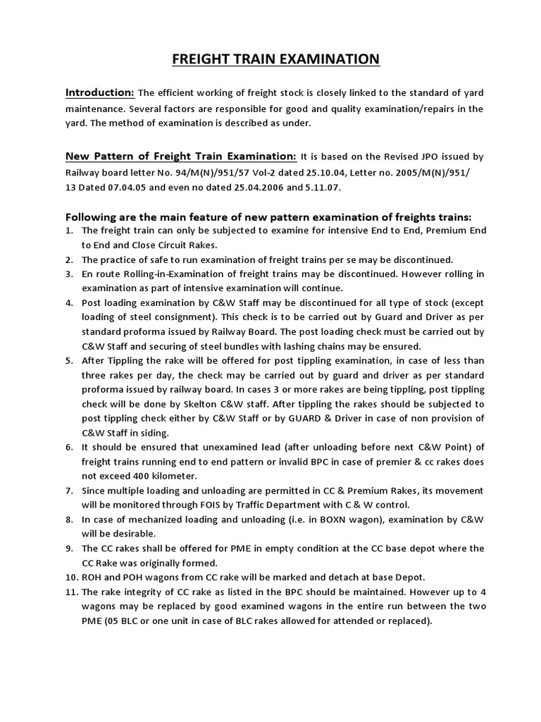 Freight Train Examination Procedures | PDF | Train | Rail Transport