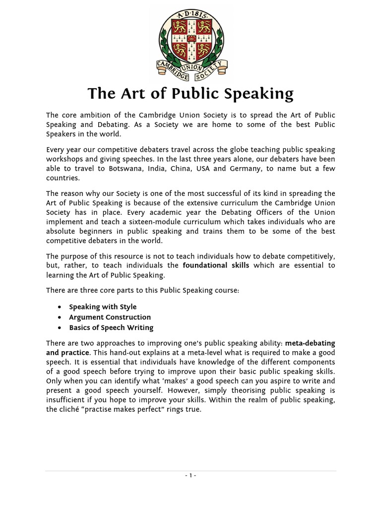 The Art of Public Speaking Livro | PDF | Argument | Public Speaking