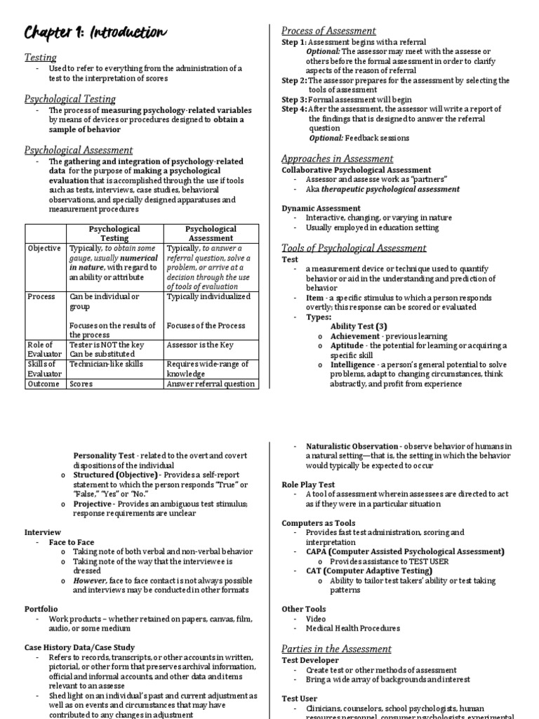 Overview of Psychological Assessment | PDF | Sampling (Statistics ...