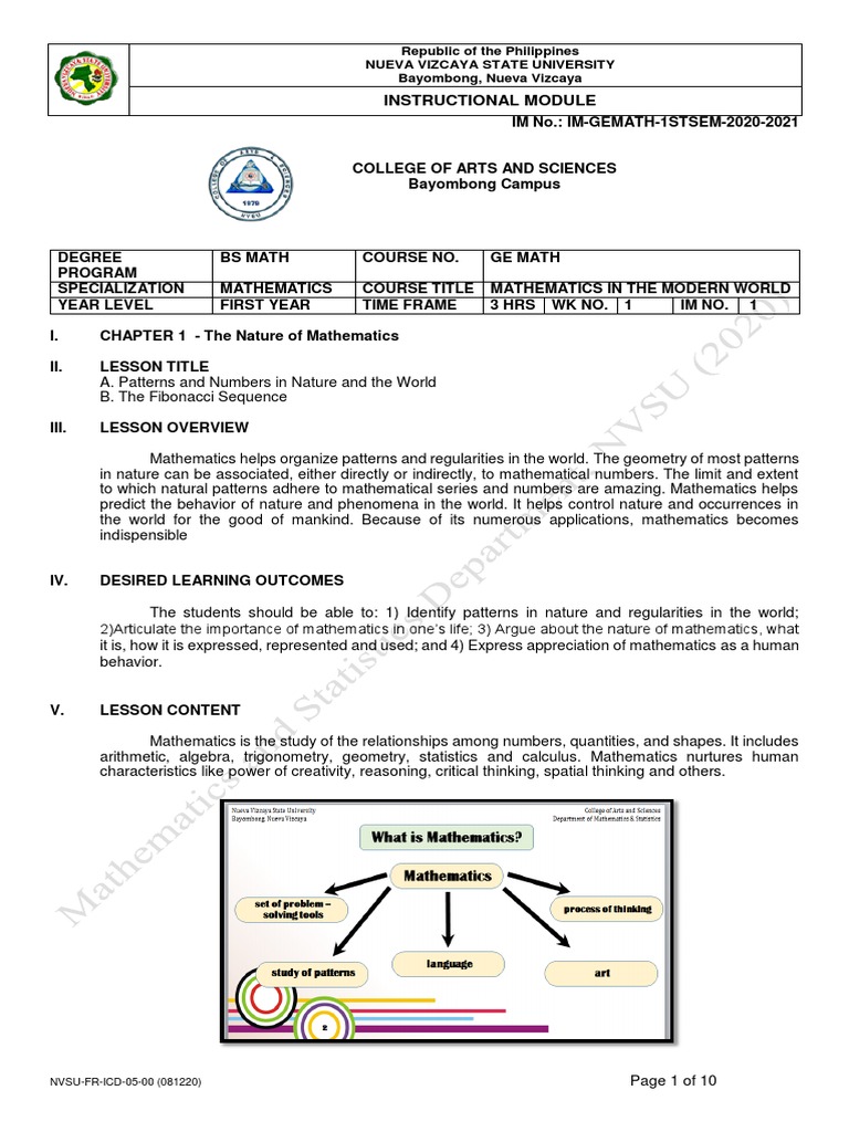 Chapter 1 Ge Math Pdf Pattern Science