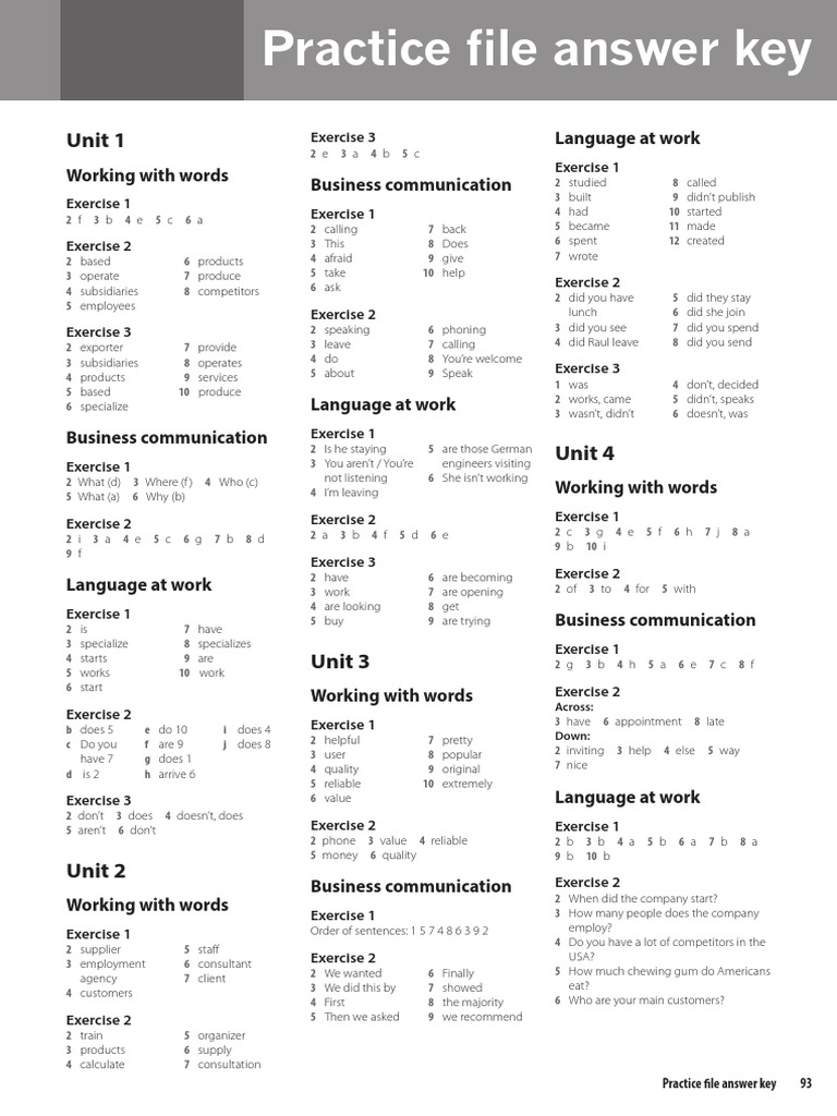 Pre-Intermediate Practice File Answers | PDF | Economies
