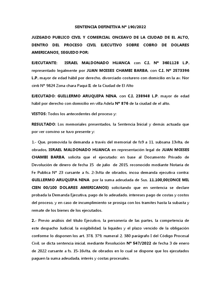 Sentencia Definitiva | PDF | Ley Pública | Justicia