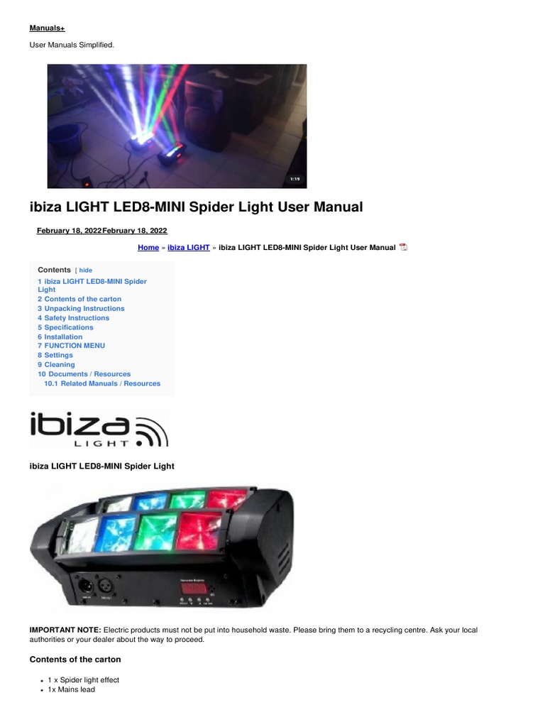 Led8 Mini Spider Light Manual | Download Free PDF | Electrical ...