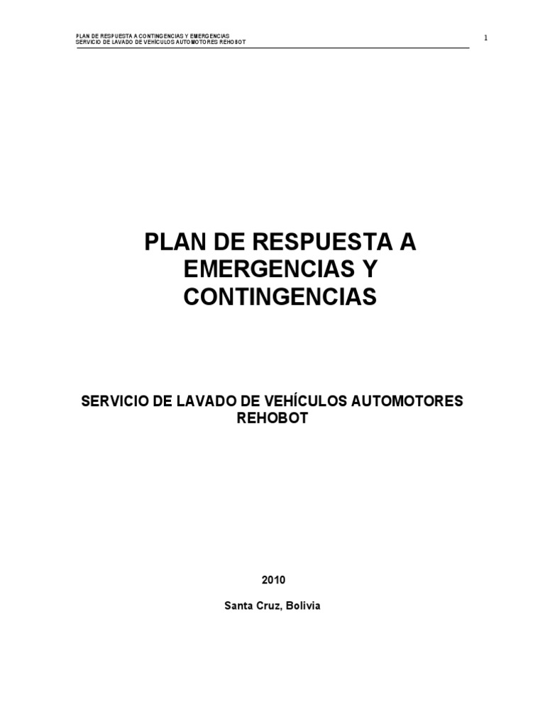 Plan de Emergencia para Lavado de Vehículos | PDF | Ambulancia | Hospital