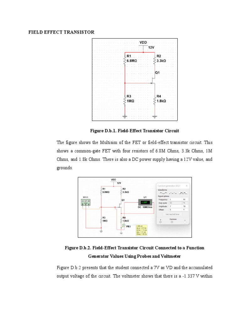 Field Effect Transistor PDF Electrical Network Field Effect