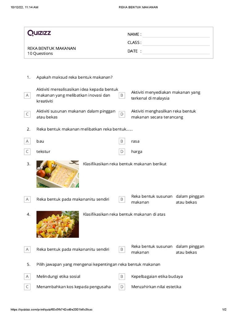 Reka Bentuk Makanan Ii | PDF