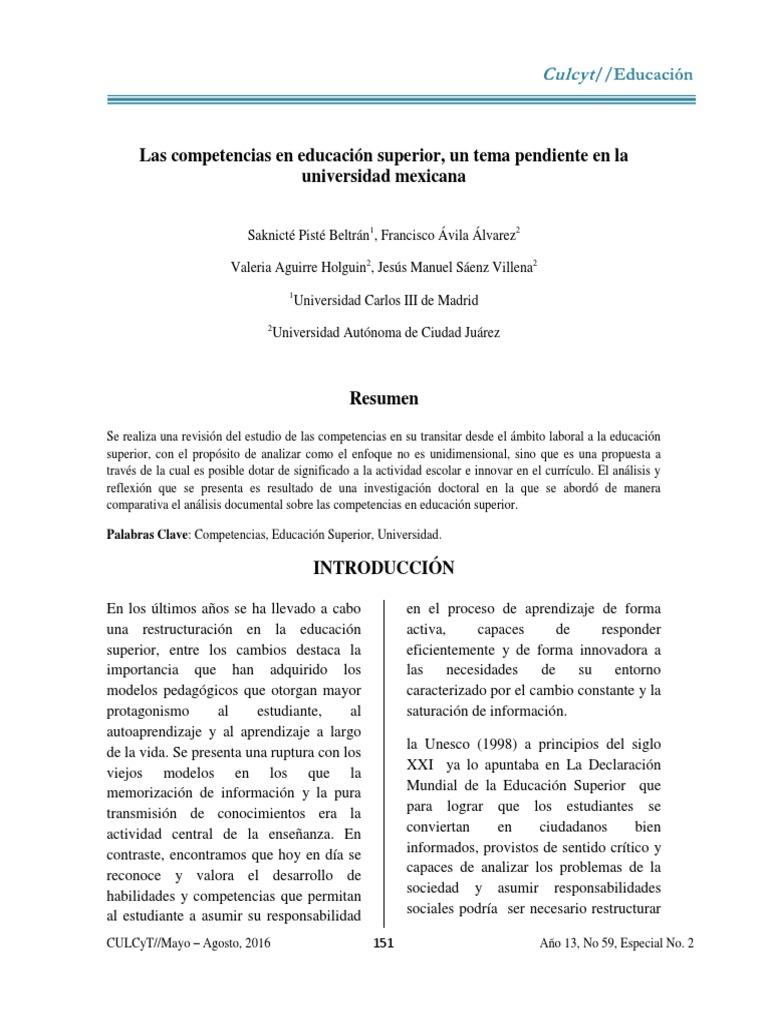 Competencias en Educación Superior en México | PDF | Plan de estudios ...