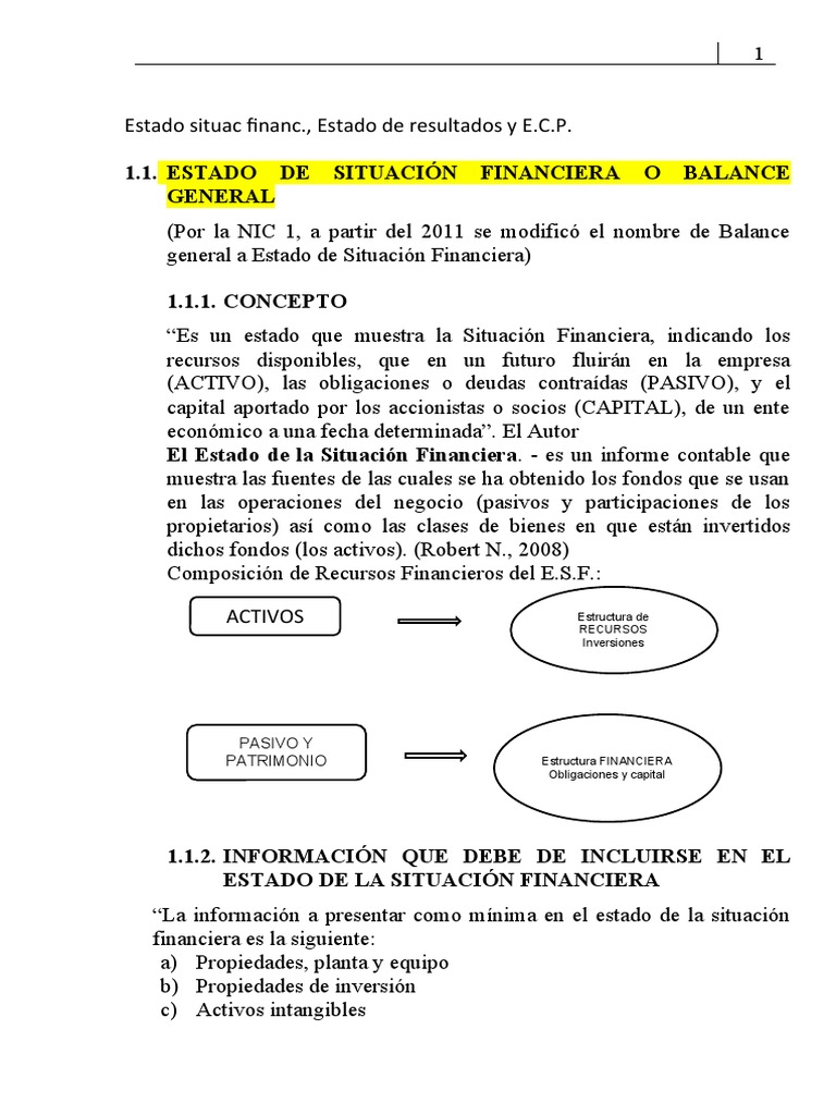 Guía del Estado de Situación Financiera | PDF | Costo | Contabilidad