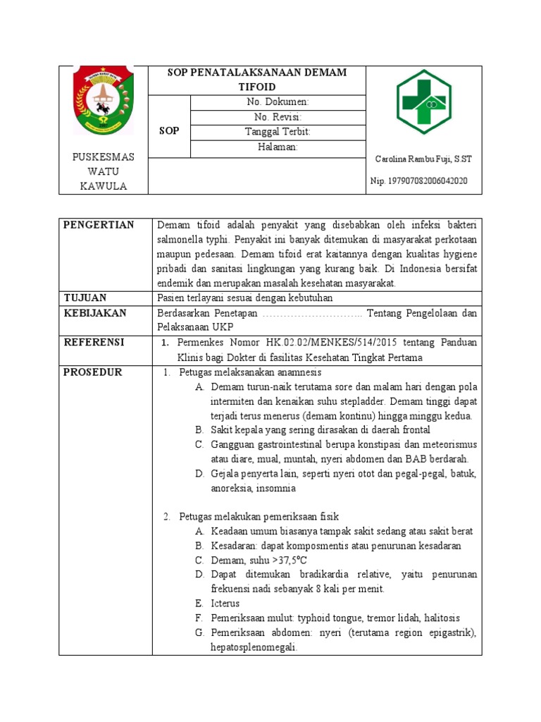 Sop 10. Demam Tifoid | PDF