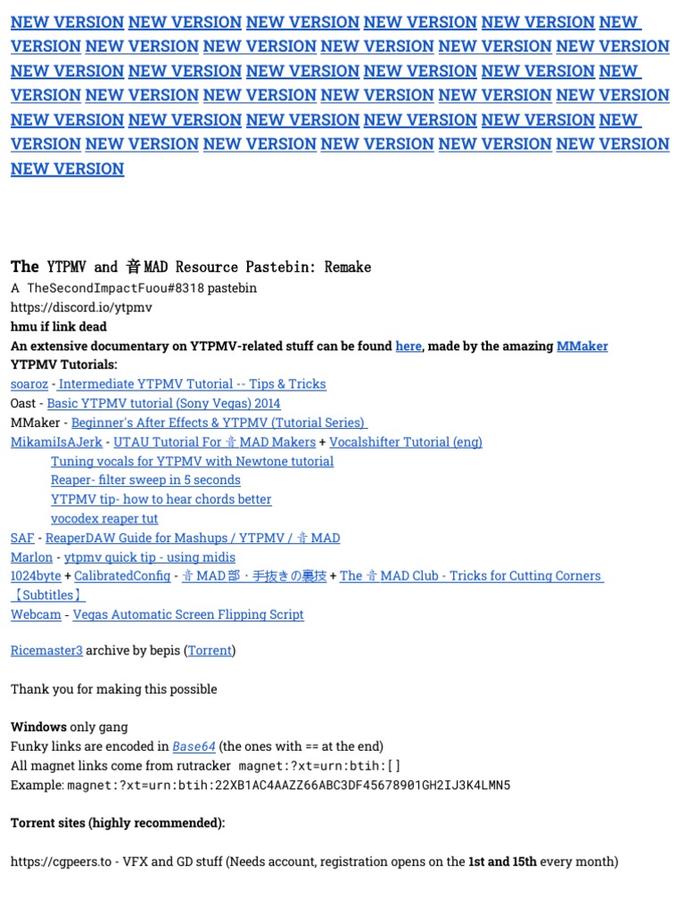 The YTPMV And 音MAD Resource Pastebin | PDF | Adobe Creative Suite.