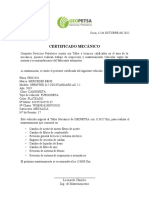 Certificado Mecánico PDG 2456