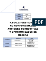 P.SGC.03 No Conformidades, Acciones Correctivas y OP