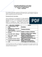 Acta de Proclamación de La Lista Ganadora en Elecciones Escolares Municipales 2014