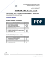 Convocatoria Cas #212-2016