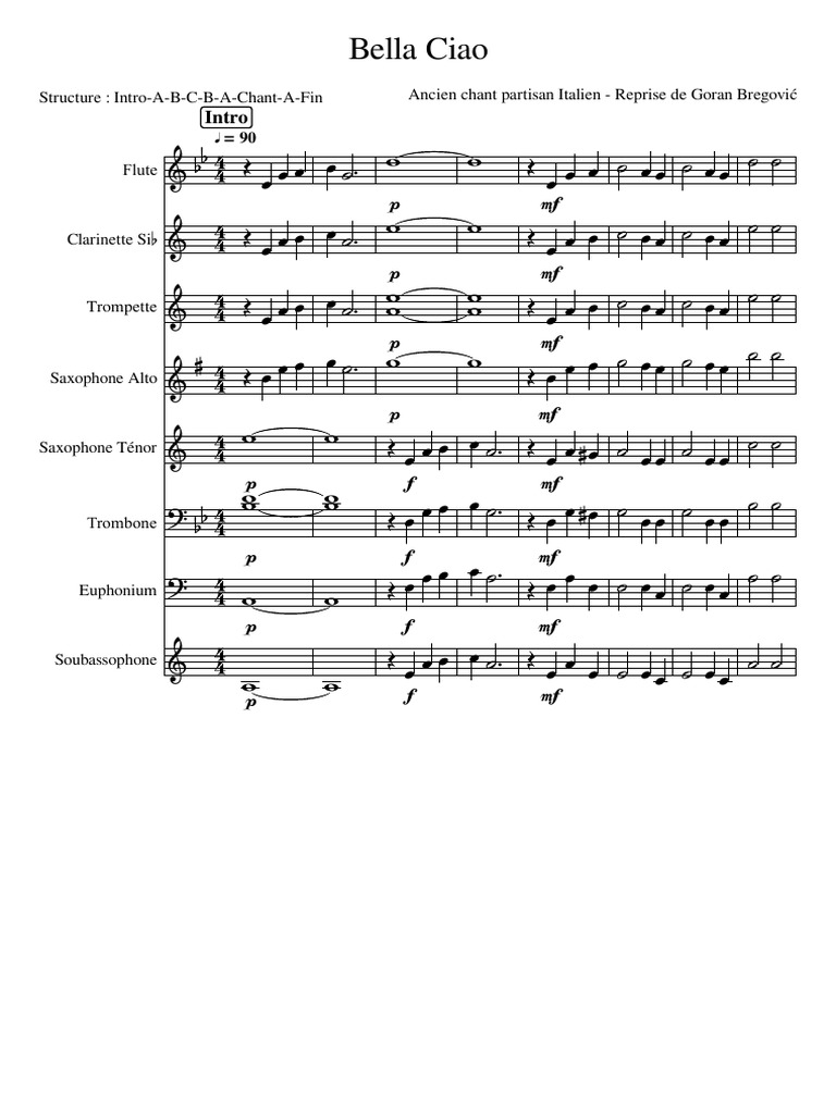 Bella Ciao | PDF | American Popular Music | Brass Instruments