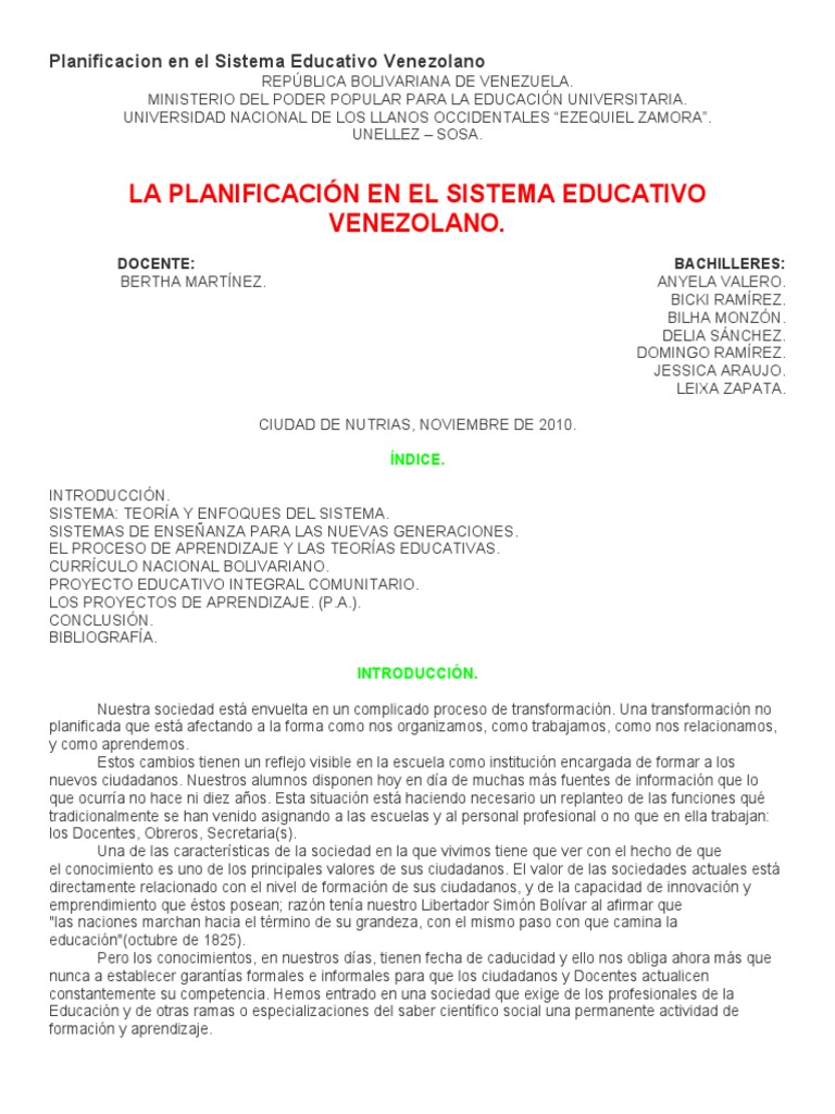 Epistemología de la Planificación Educativa | PDF | Aprendizaje ...