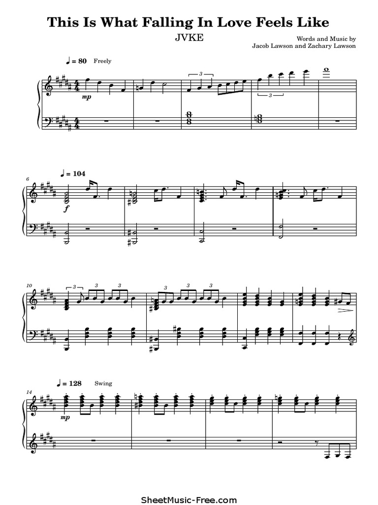 This Is What Falling in Love Feels Like Sheet Music JVKE PDF