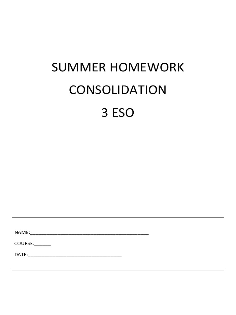 summer homework 3 eso