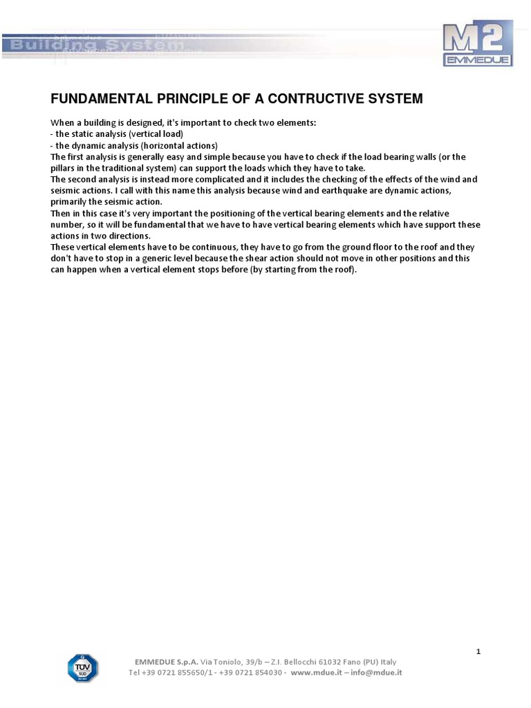 Emmedue Constructive System Principles | PDF | Strength Of Materials ...