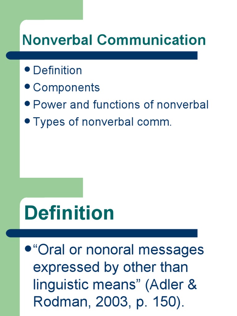 Fdocuments in Nonverbal Communication Definition Components Power and Functions of Nonverbal