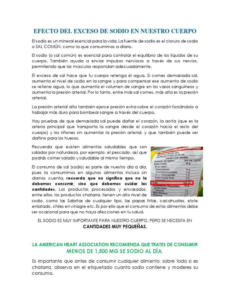 Efectos Del Exceso De Sal Exceso De Sal Y Azúcar En La Vida Diaria: