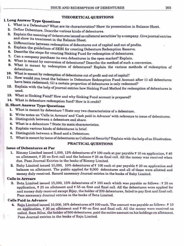 Debentures Questions Pdf