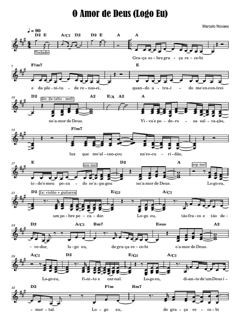 O Amor de Deus - Partitura e Letra | PDF