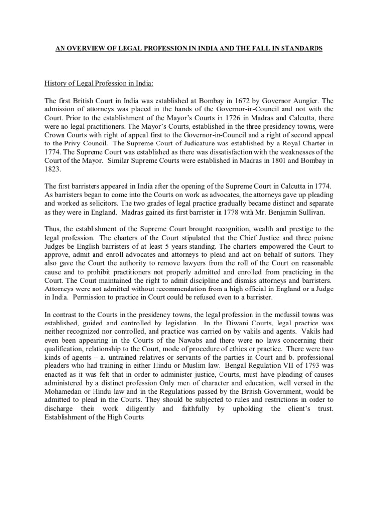 History of Legal Profession in India | PDF | Advocate | Barrister
