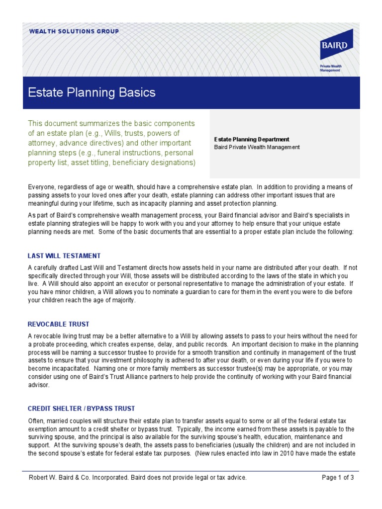 Estate Planning Basics | PDF | Estate Planning | Trust Law