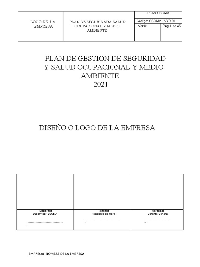 Plan de SSOMA | PDF | Seguridad y salud ocupacional | Business